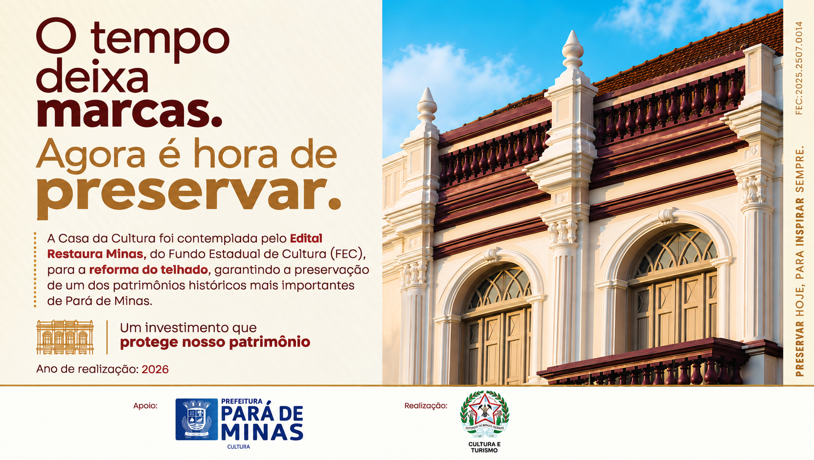 Prefeitura avança na reforma da centenária Casa da Cultura de Pará de Minas